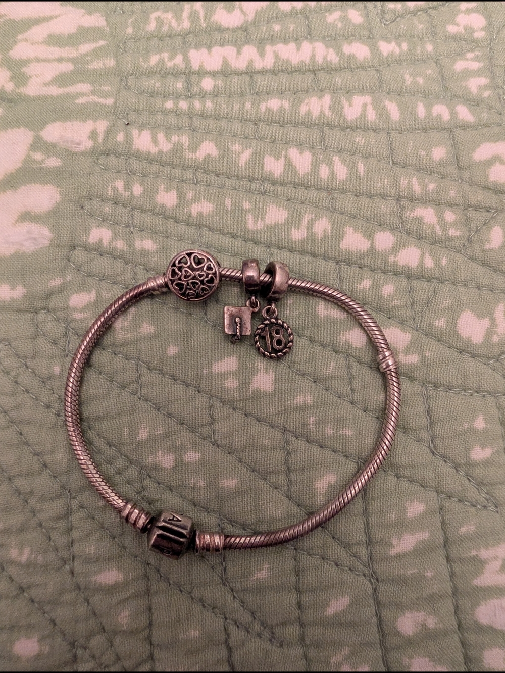 Pandora Sterling-Style Silver Charm Bracelet with Charms